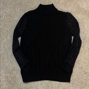 Worthington Crochet Sleeve Mock Neck Sweater